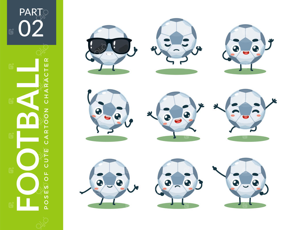 مجموعه ایموجی توپ فوتبال. مجموعه دوم. تصویر برداری