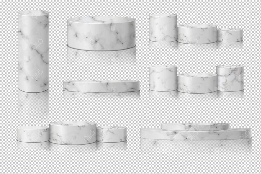 مجموعه قالب استوانه‌ای مرمرین با سایه: سکوی نمایش مفهومی
