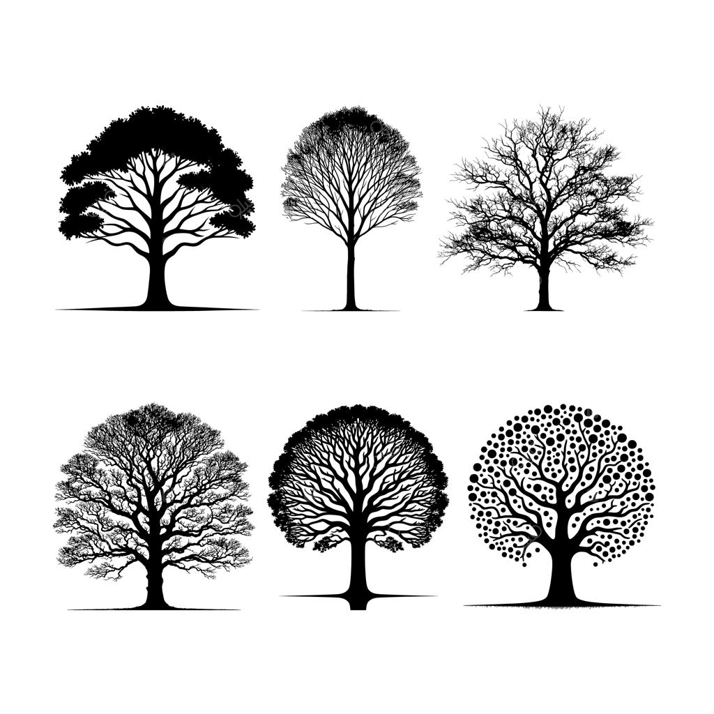 ردیفی از درختان با نوشته‌ی «درختان» بر روی آن‌ها