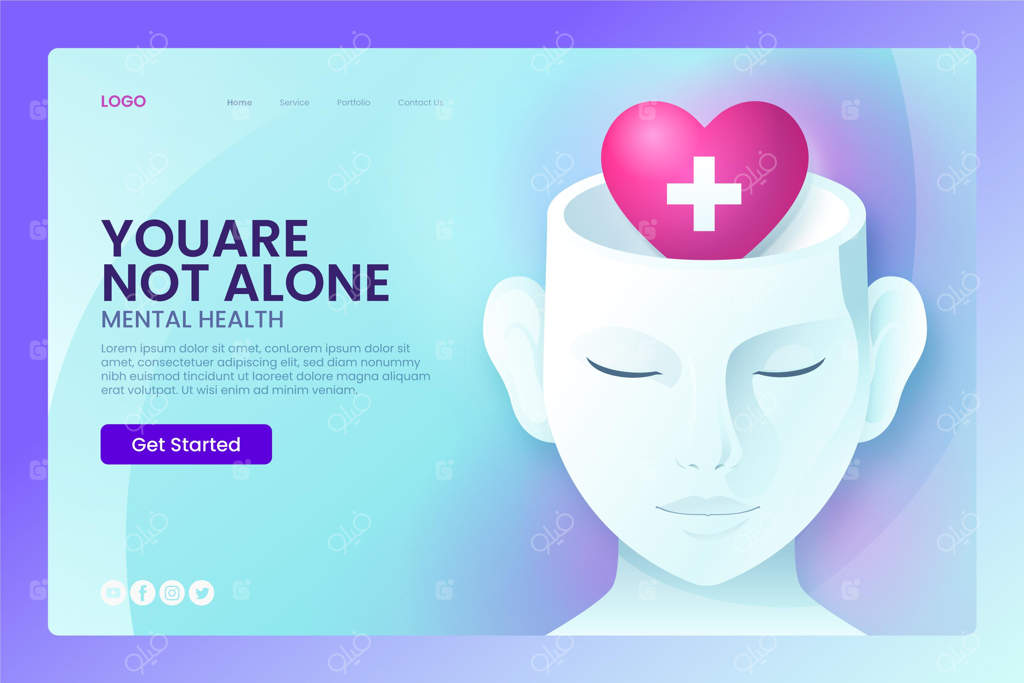 صفحه فرود سلامت روان با گرادیان رنگی