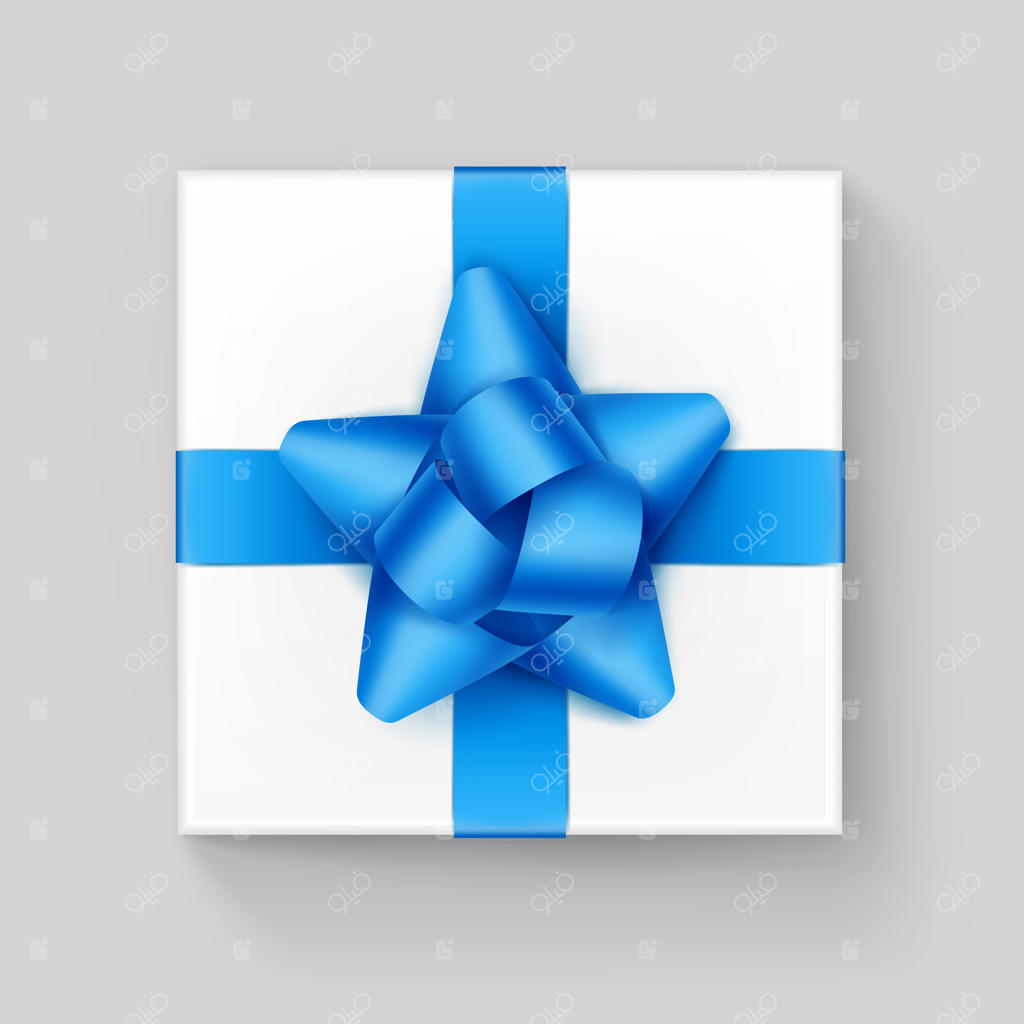 جعبه هدیه سفید با روبان آبی روشن