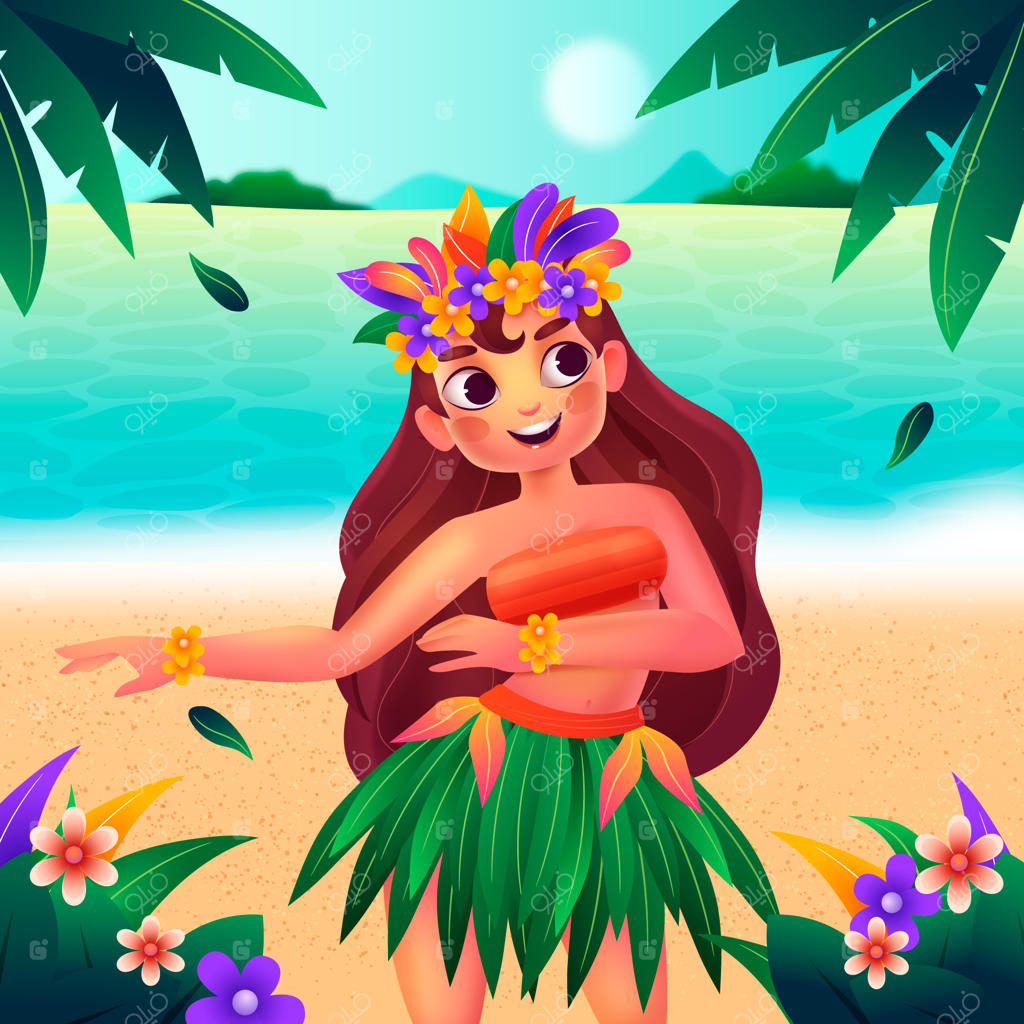 تصویرسازی دستی تعطیلات هاوایی