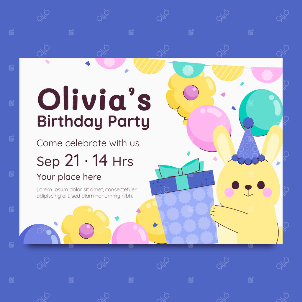 قالب دعوتنامه تولد با طراحی دستی