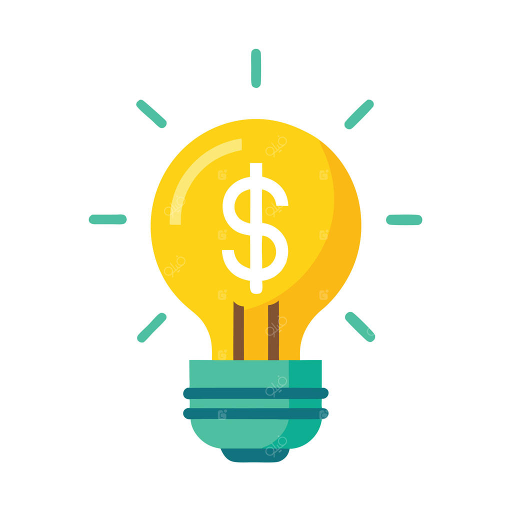 لامپ با نماد دلار، مفهوم مالی، ایده ثروت و نوآوری