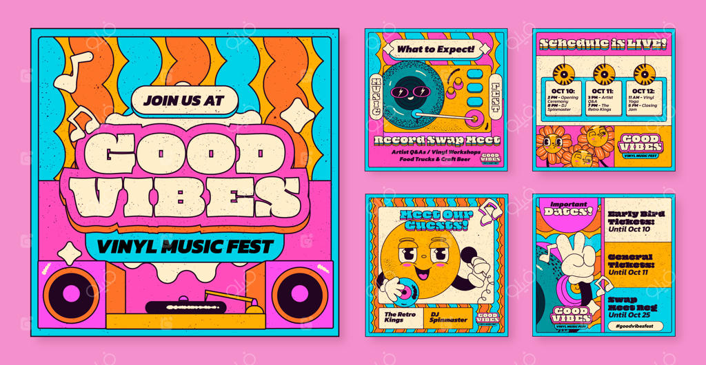 مجموعه پست‌های اینستاگرام کارتونی با حال و هوای مثبت و دست‌ساز