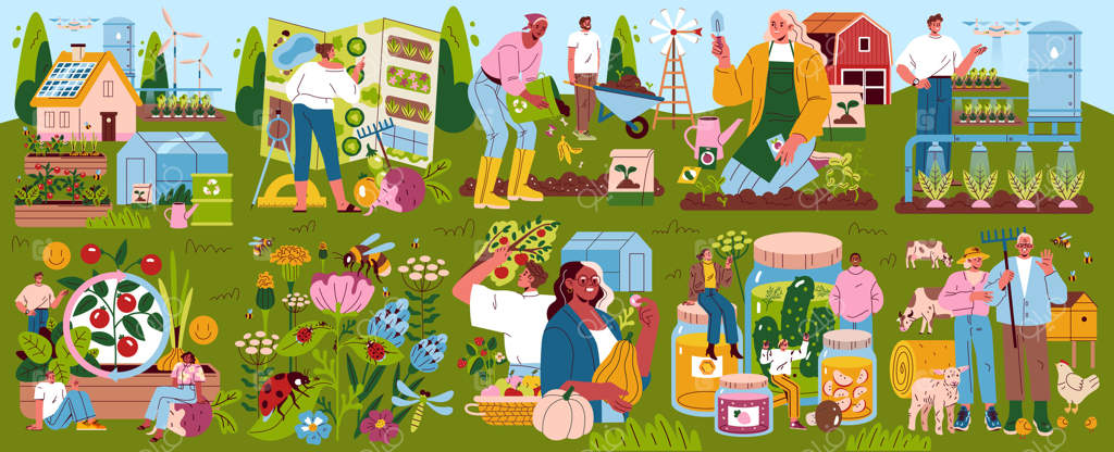 باغ خودکفا: تصویرسازی ساده