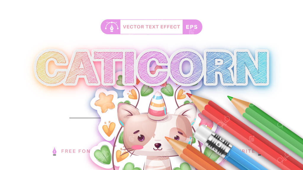 استیکر دست‌ساز با افکت متنی قابل ویرایش و استایل فونت