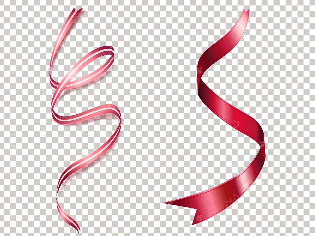 بافت روبان‌های زیبا، ایزوله در پس‌زمینه شفاف