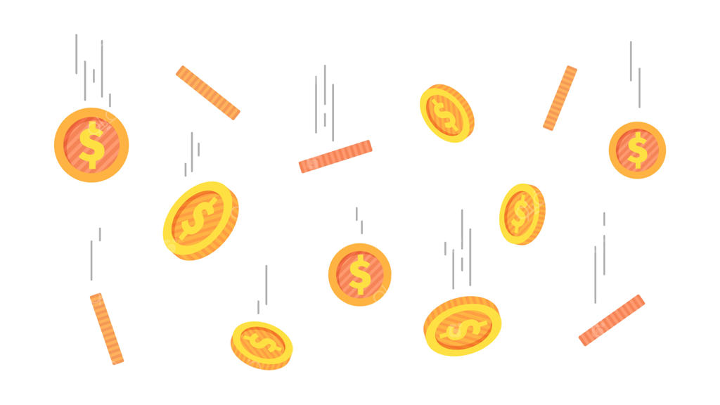 سکه‌های طلایی در حال سقوط - مفهوم برد یا بانکداری وکتور جالب