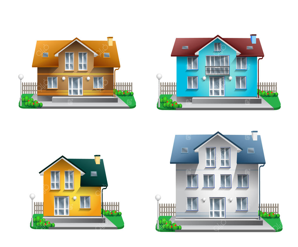 مجموعه‌ای از ساختمان‌های رنگارنگ برای اجاره: قالبی برای املاک و مستغلات