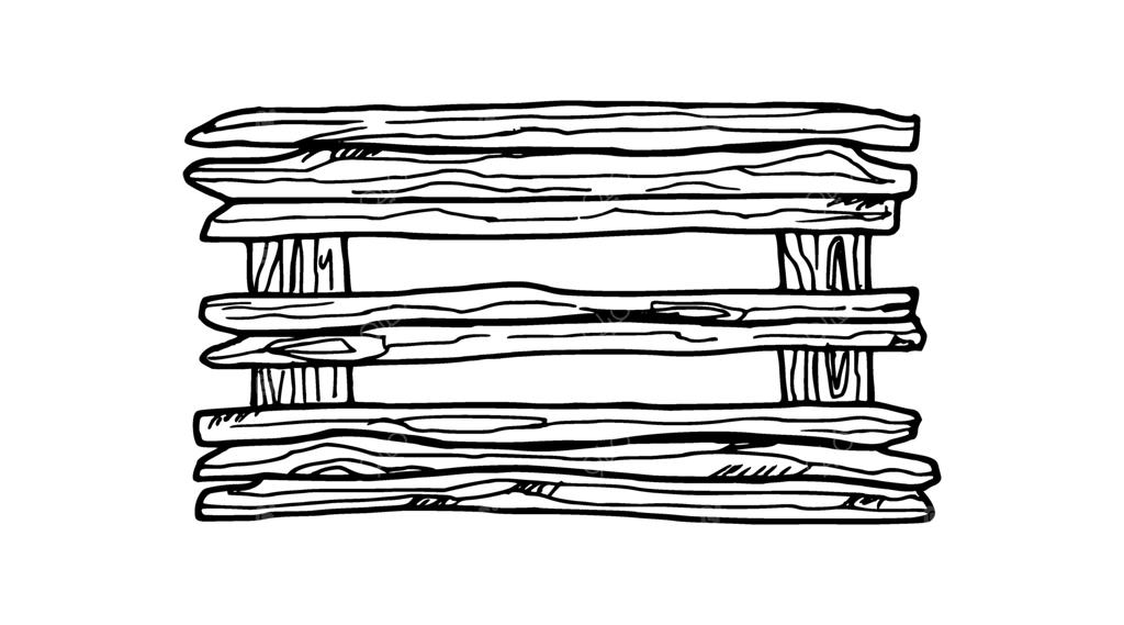جعبه چوبی برای نگهداری گل‌ها یا میوه‌ها. تصویر سازی. گرافیک ساده سیاه به سبک دستی و طرح خطی از وسایل باغ برای کشاورزی و برداشت محصول. روز شکرگزاری