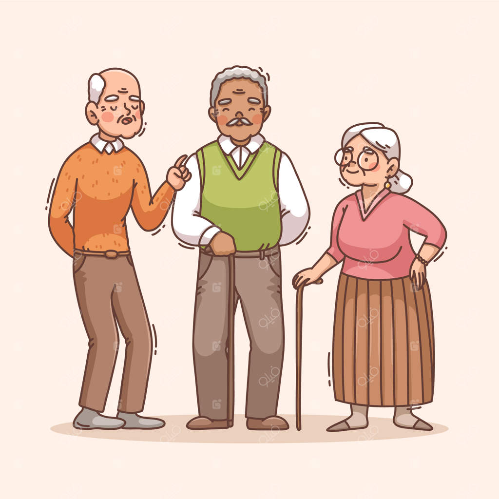 تصویرسازی افراد مسن با نقاشی دستی