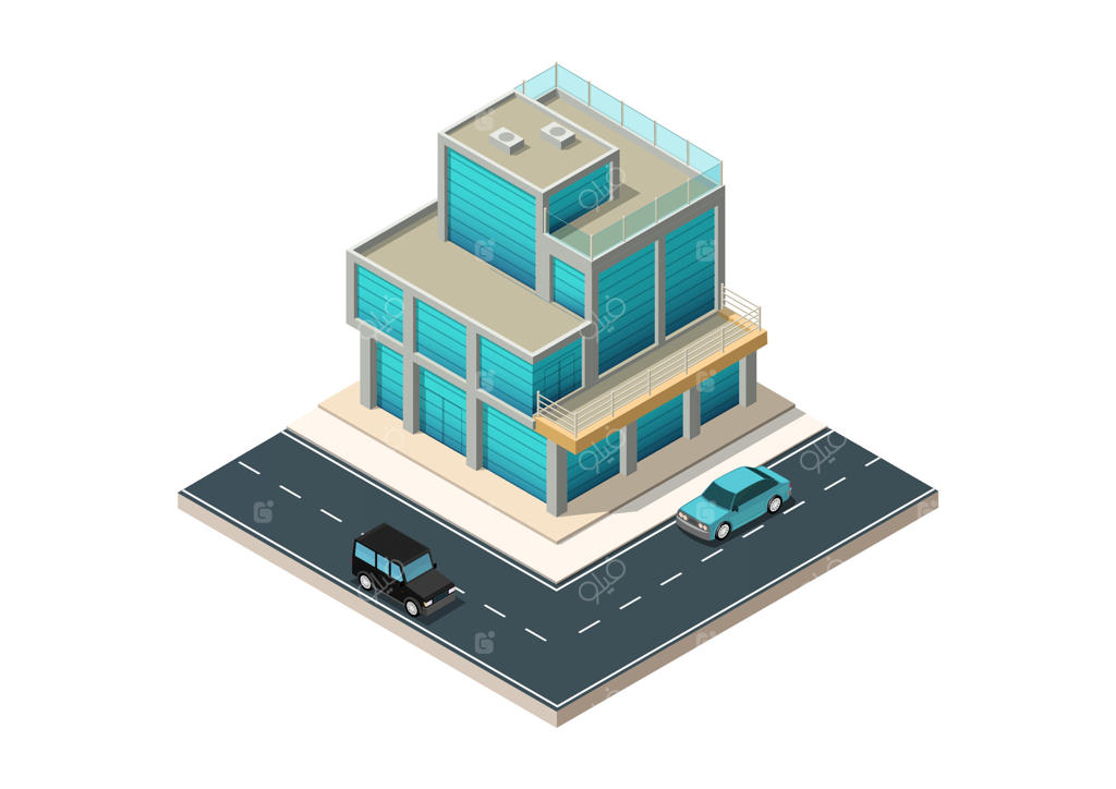 ساختمان اداری مدرن ایزومتریک