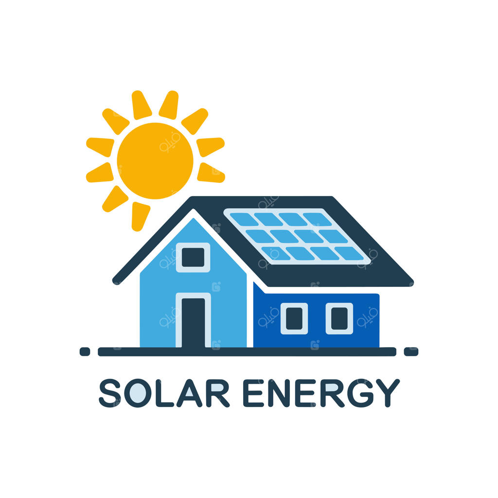 لوگوی خانه با پنل خورشیدی رنگارنگ برای انرژی دوستدار محیط زیست