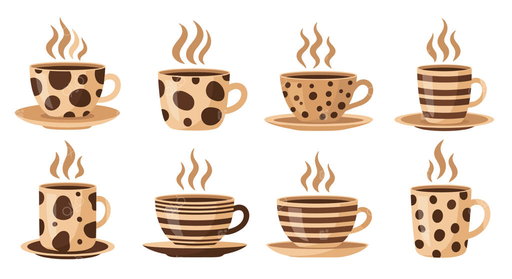 انتخاب نوشیدنی‌های صبحگاهی با فنجان‌های قهوه‌ی شیک و بخار برخواسته از آنها