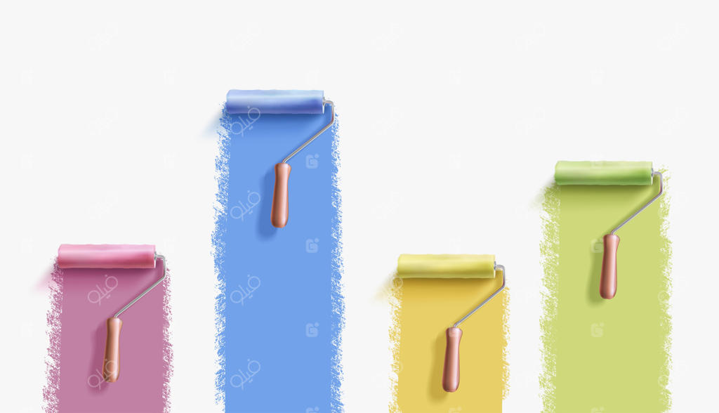 مجموعه‌ای از غلتک‌های نقاشی و برس‌ها