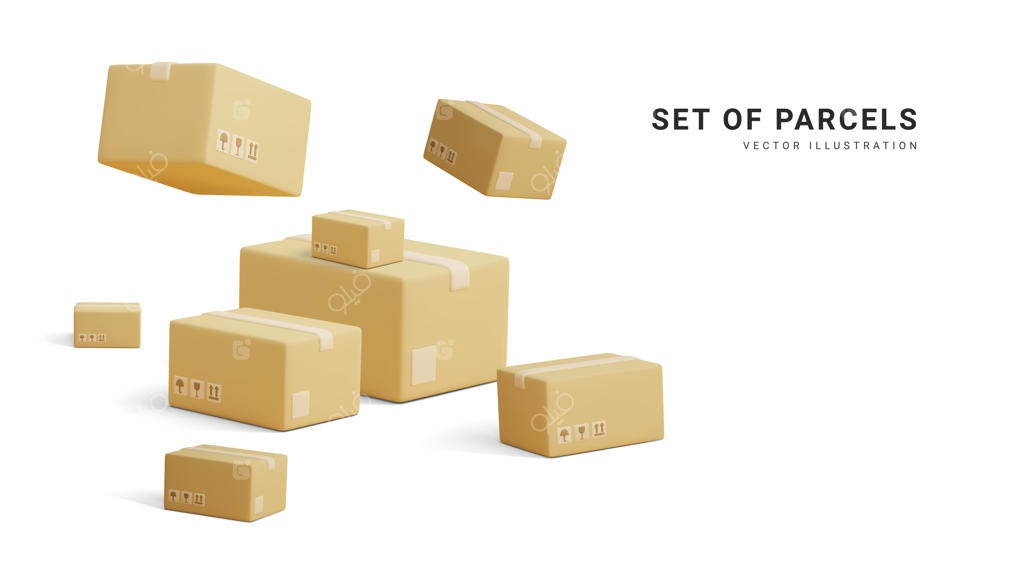 پترن بسته‌بندی کارتن‌ها برای بسته‌بندی و حمل‌ونقل کالاها: مفهوم وکتور