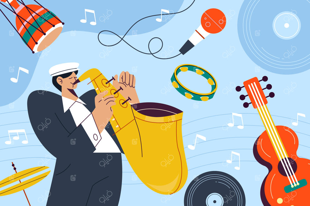 تصویرسازی تخت برای جشن روز جهانی موسیقی