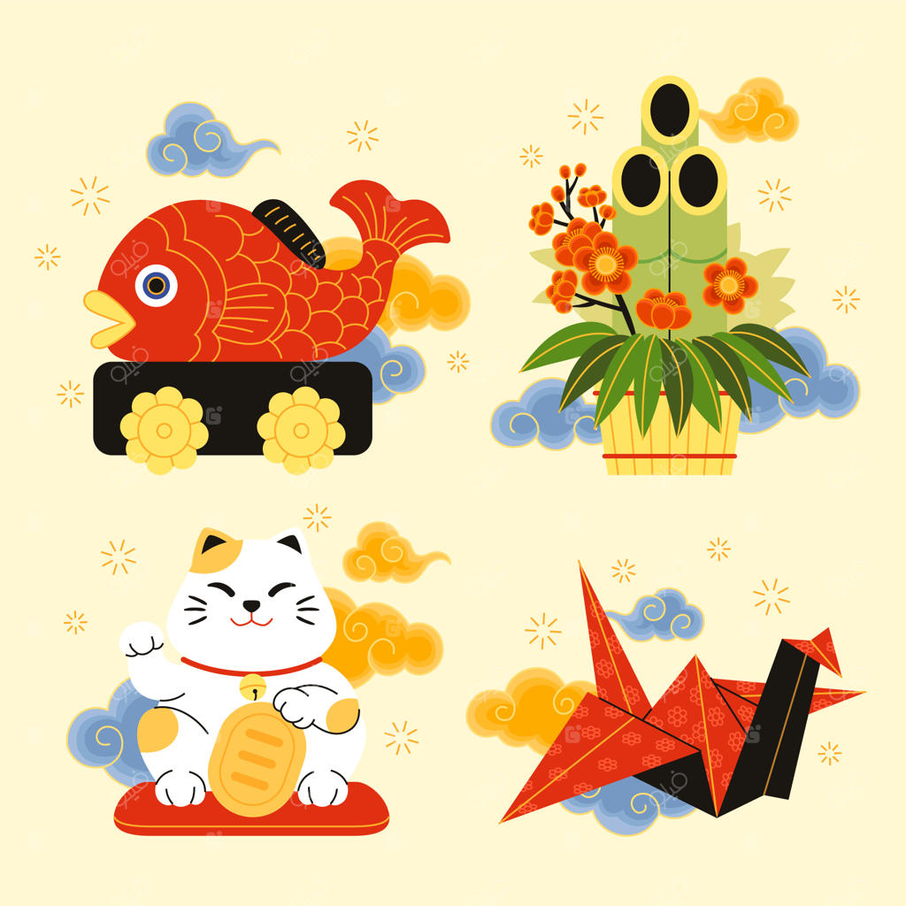 تزئینات جشن سال نو ژاپنی و نمادهای خوش‌یمن