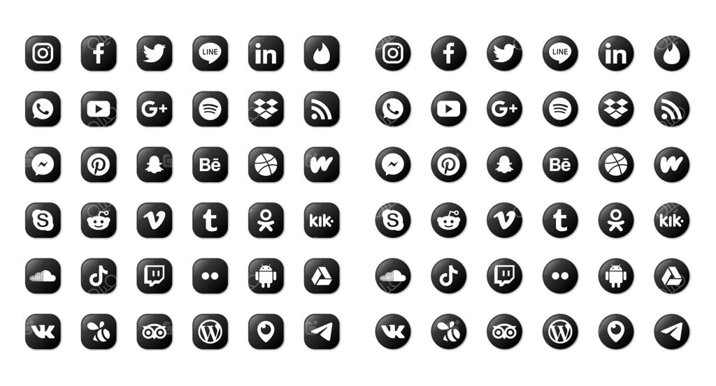 مجموعه آیکون‌های شبکه‌های اجتماعی (ایزوله)