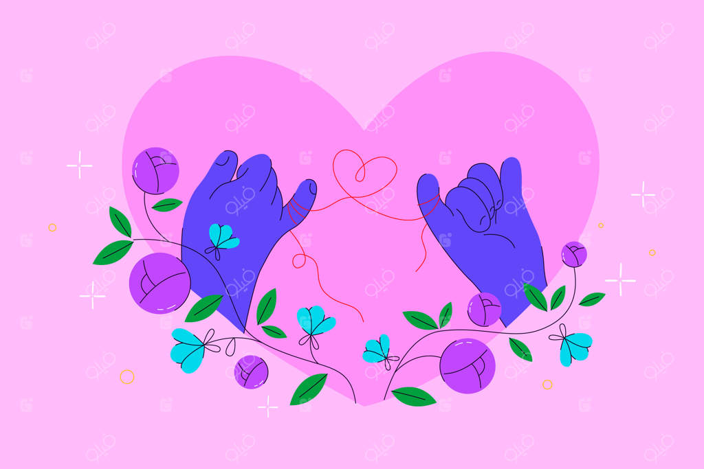 تصویرسازی با نخ قرمز به صورت دستی ترسیم شده