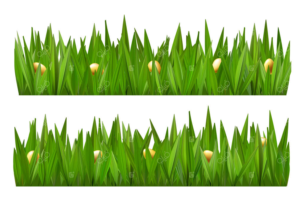 سبد تخم مرغ طلایی عید پاک در میان چمنزار سبز. پس‌زمینه‌ی عید بهاری  با رندر سه‌بعدی. بنر تزئینی شکار شکلات در چمنزار شاد. طراحی کارت آخر هفته در آسمان. هدیه‌ای در باغ آفتابی.