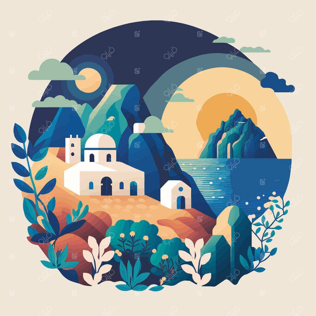 سانتورینی، یونان: هتل با منظره‌ای بی‌نظیر از دریای اژه - سفر، تور و جاذبه‌های دیدنی به همراه یک طراحی وکتور جذاب