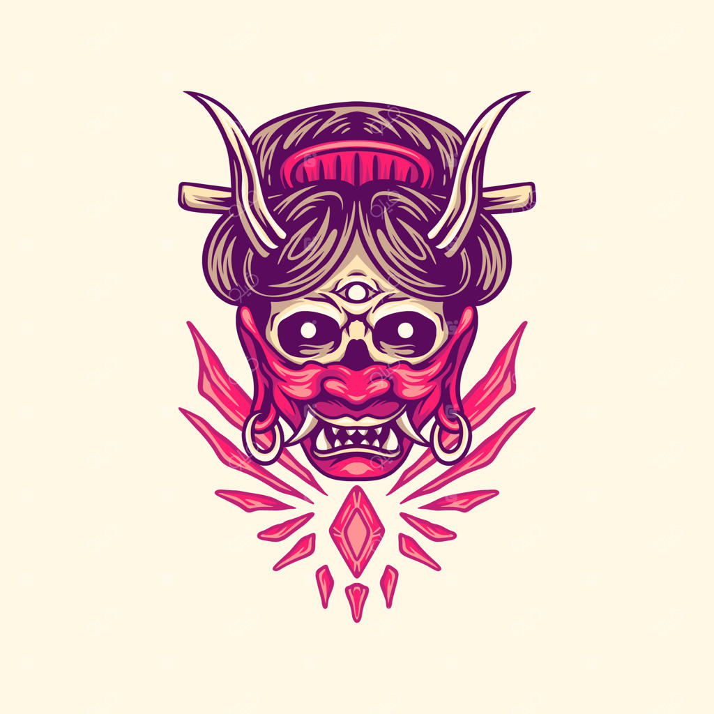 تصویر ماسک گیشای جمجمه‌ای