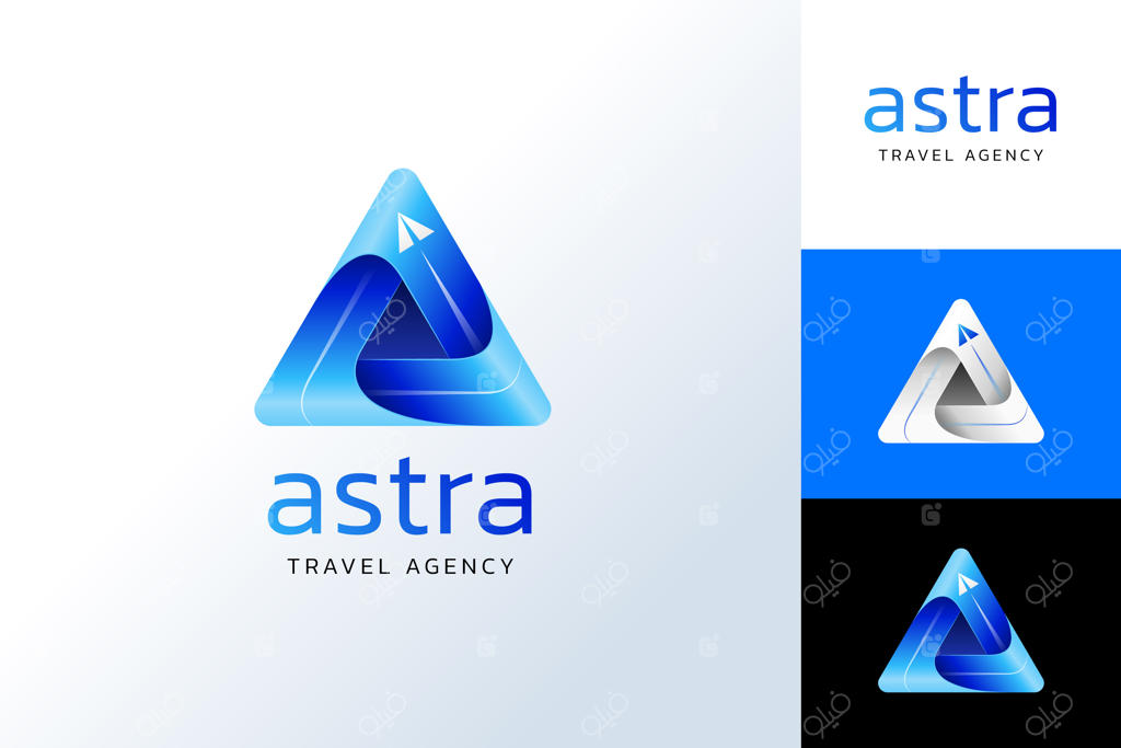 طراحی لوگوی مسافرت با گرادیان رنگ