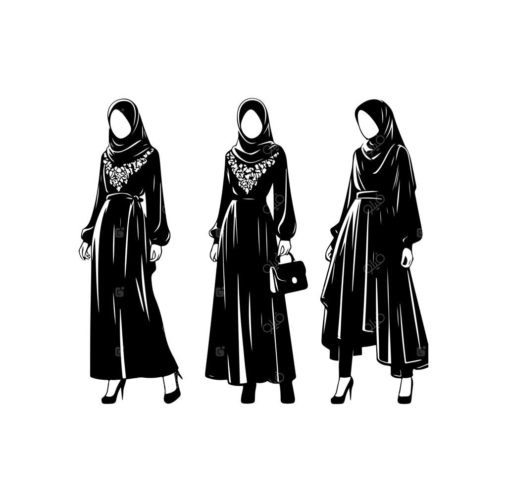 طراحی وکتور تصویرسازی فشن با استایل حجاب ایستاده