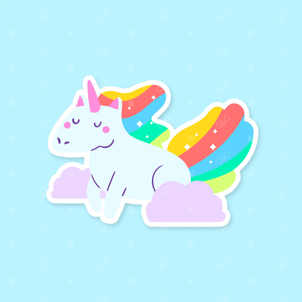 مجموعه استیکرهای یونی کورن بامزه و دست‌ساز