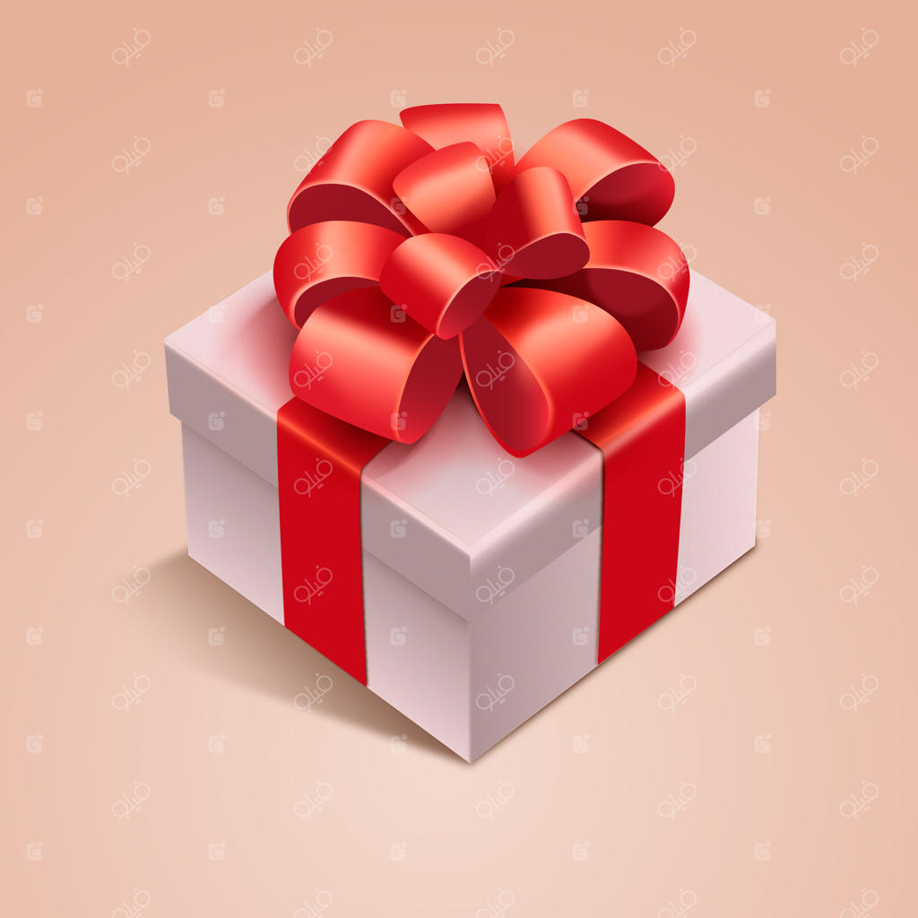 تصویرسازی واقع‌گرایانه روبان و پاپیون هدیه