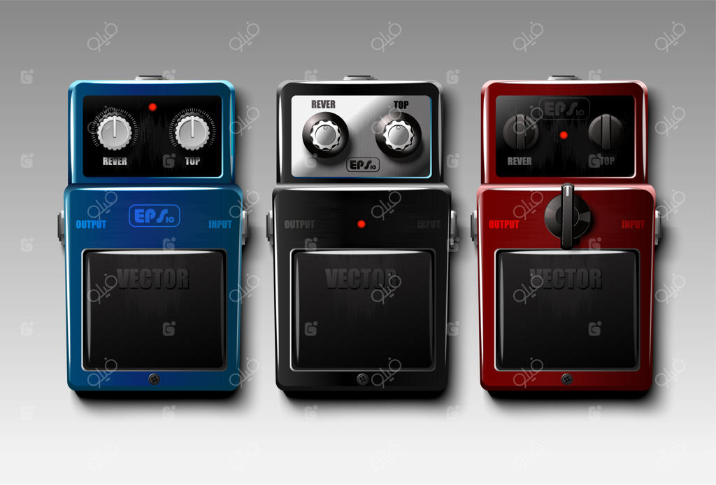 مجموعه‌ای از پدال‌های واقعی افکت گیتار