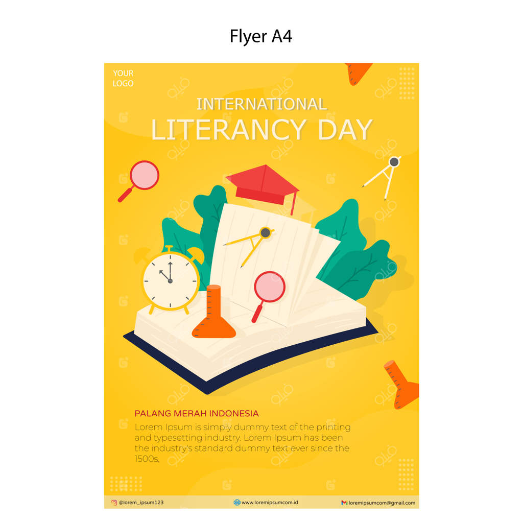 طراحی پترن A4 برای بروشور روز جهانی سوادآموزی با تصویرسازی برداری
