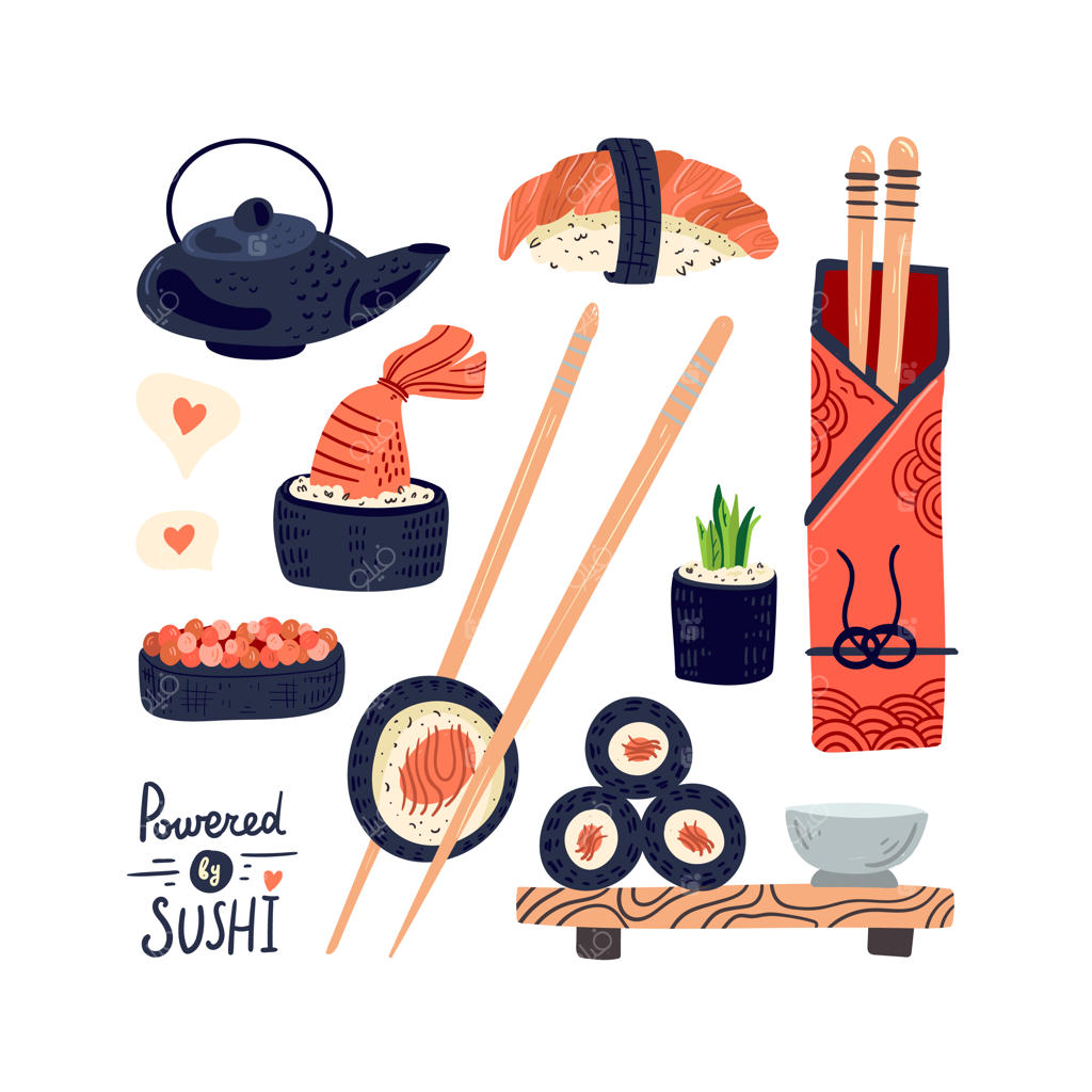 رول سوشی غذای سنتی آشپزی آسیایی