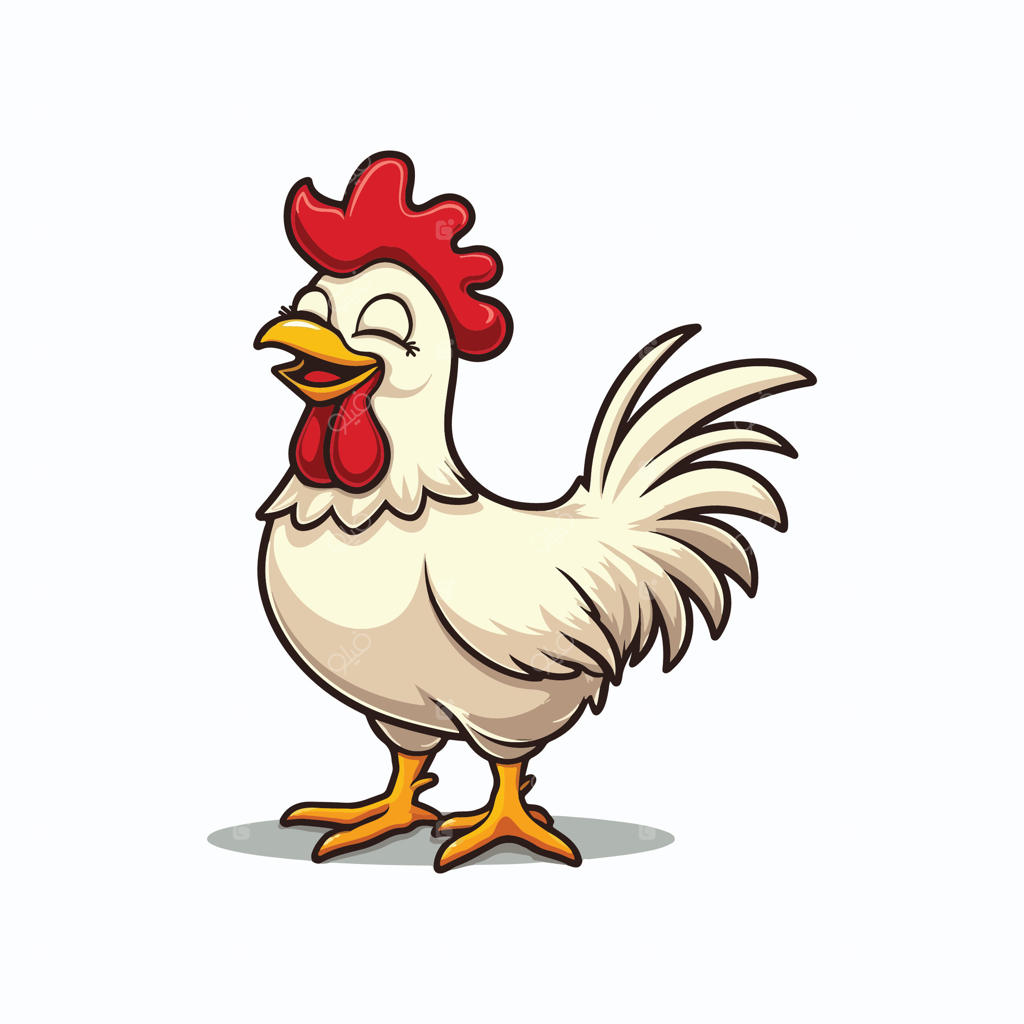 خروس کارتونی ساده با ژست مطمئن، تصویرسازی برای طرح‌های مرتبط با حیوانات مزرعه یا مرغداری