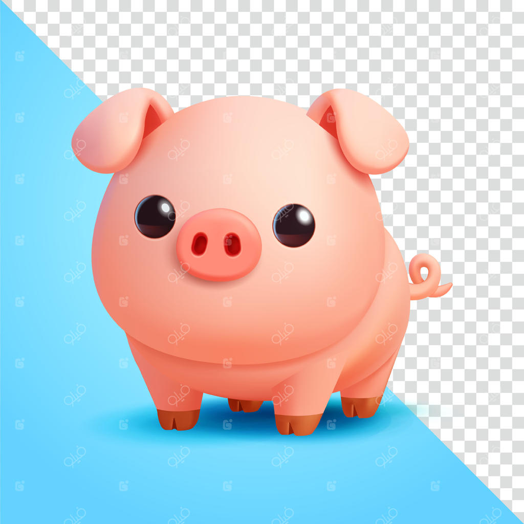 خوک بامزه مزرعه، سه‌بعدی. مناسب برای کشاورزی و عناصر طراحی