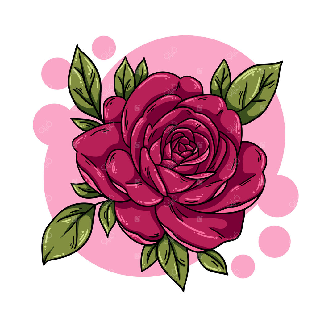 گل رز زیبا با برگ‌ها