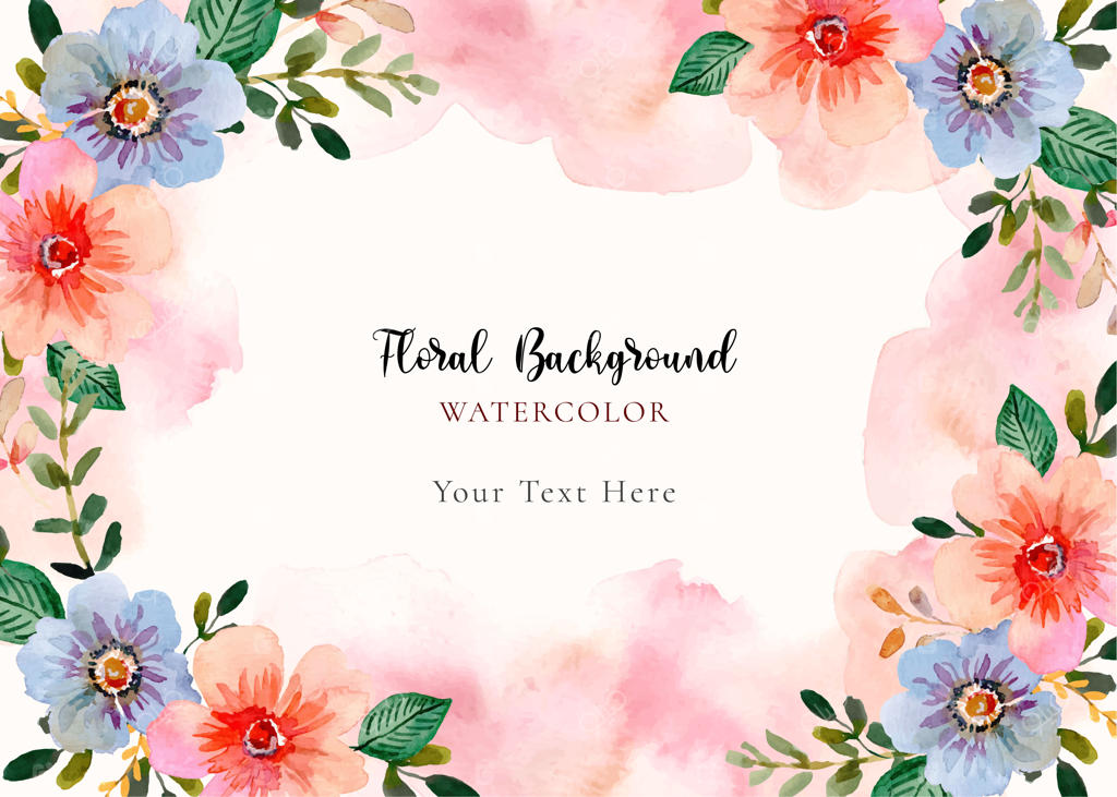 زمینه دایره‌ای با گل‌های آبرنگی