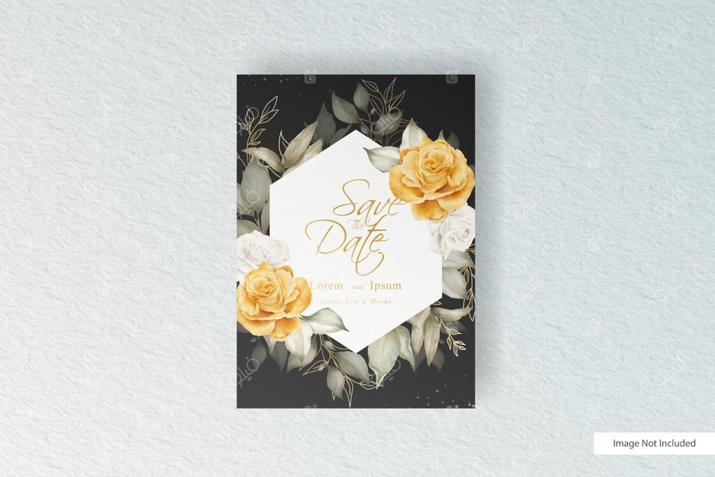 قالب دعوتنامه عروسی شیک با طرح گل و برگ آبرنگی