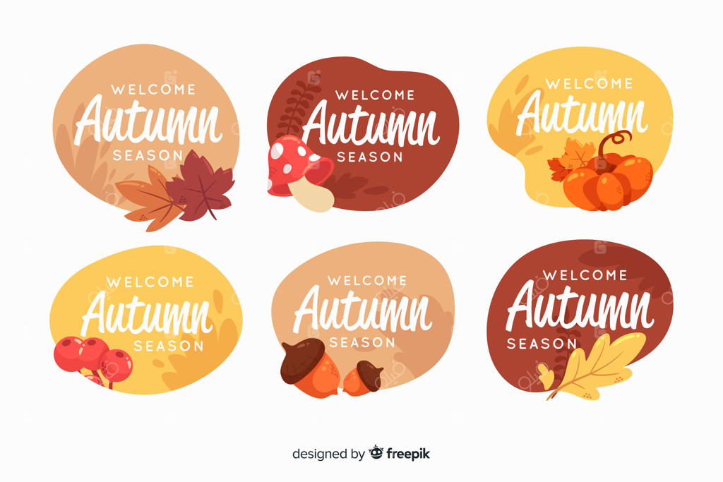 مجموعه برچسب‌های پاییزی به سبک ساده