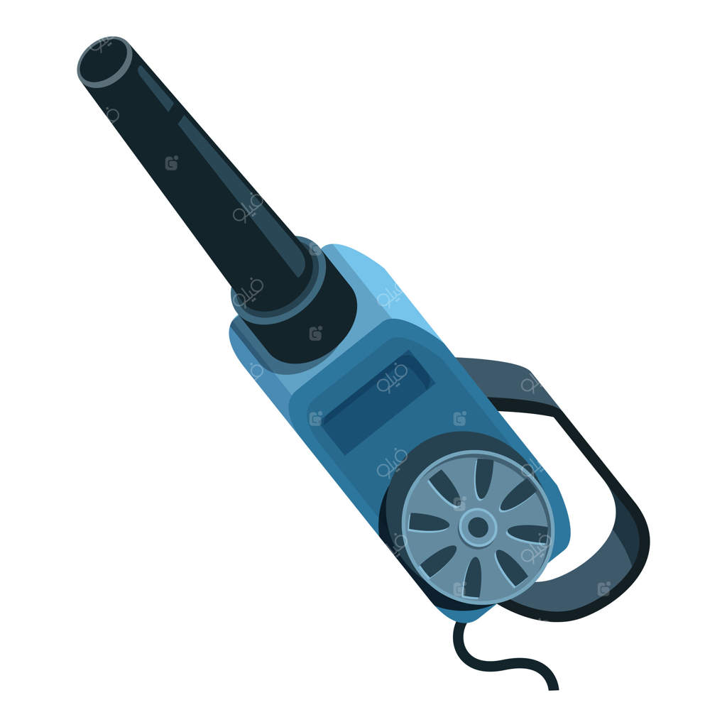 دستگاه برگ روب برقی در حال جارو کردن برگ‌های خشک در باغ در فصل پاییز