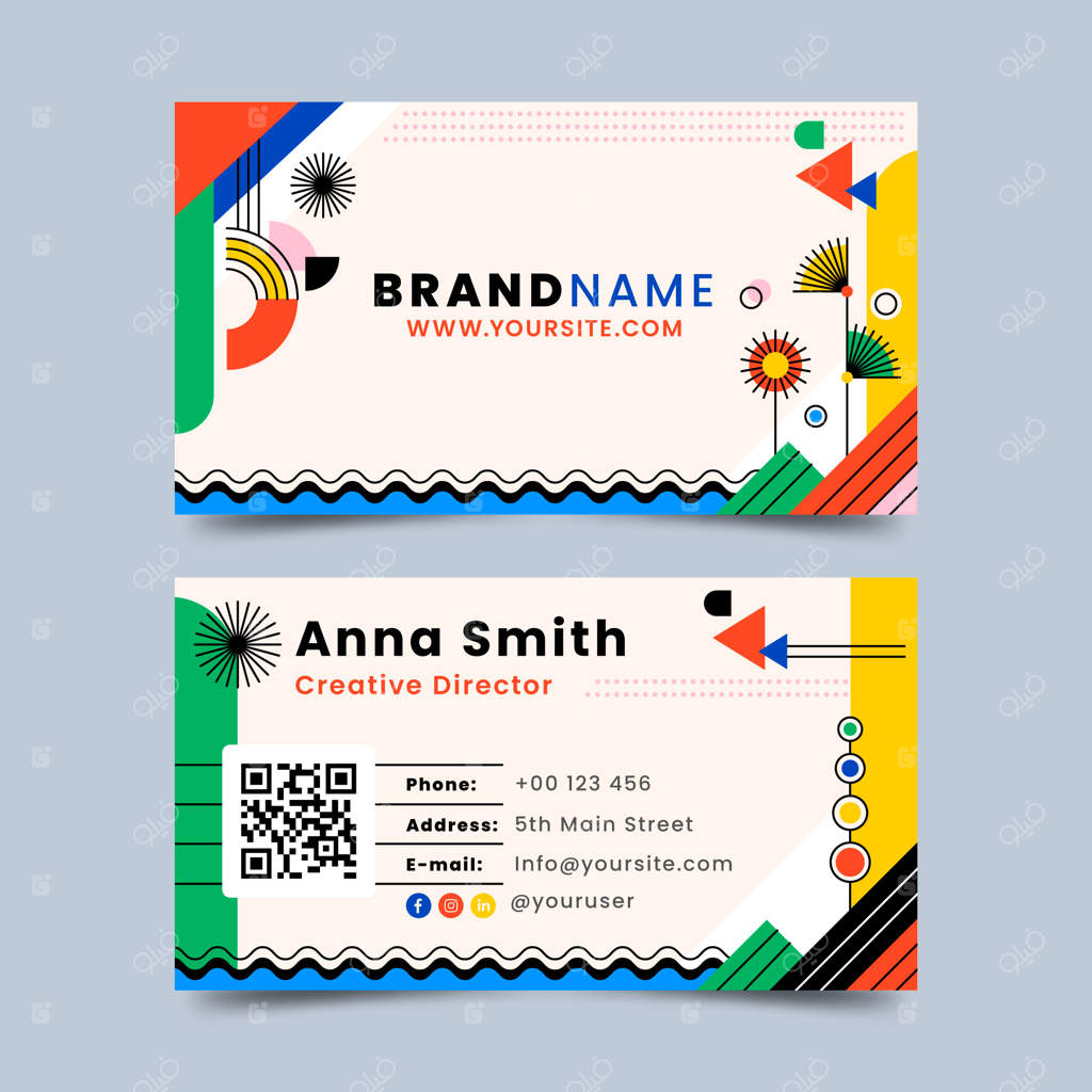 کارت ویزیت با طرح هندسی فلت