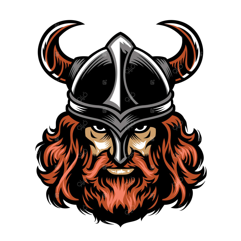 سر جنگجوی وایکینگ ریش‌دار