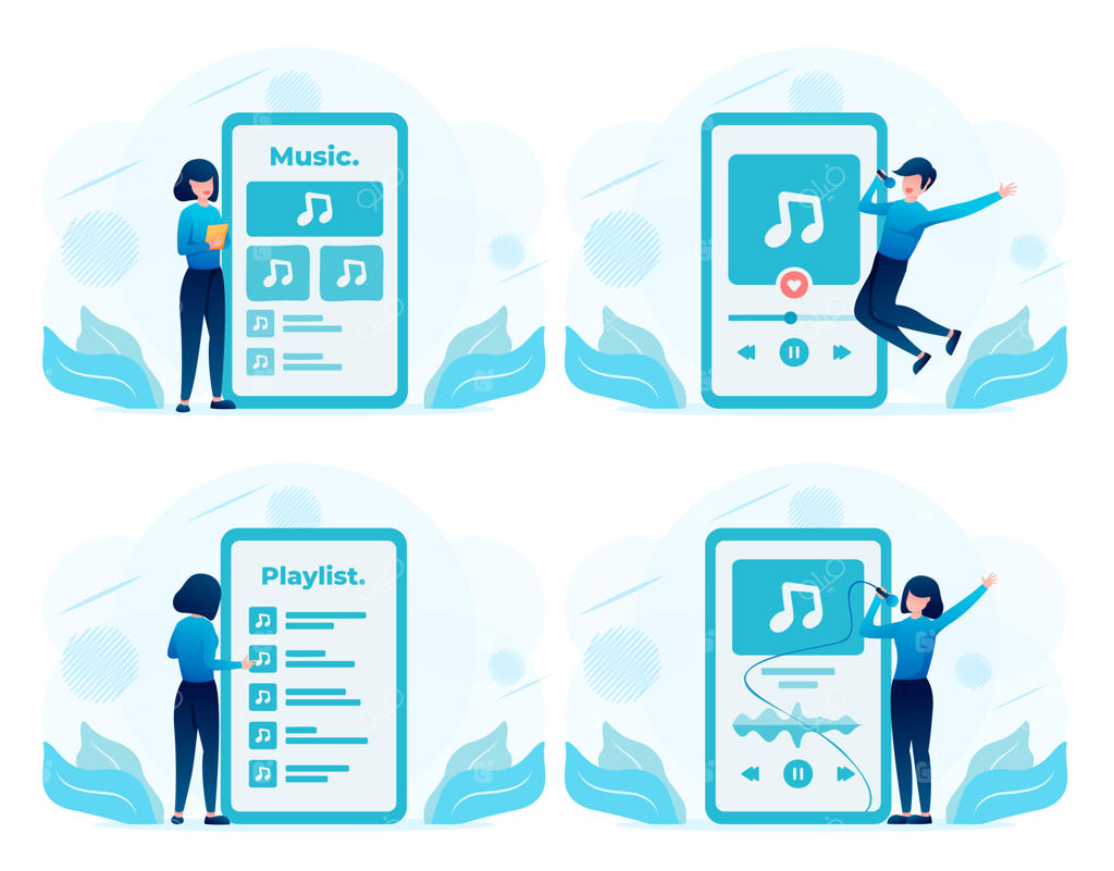 پخش آنلاین موسیقی: زنی که به موسیقی گوش می‌دهد و همراه کانال آهنگ می‌خواند