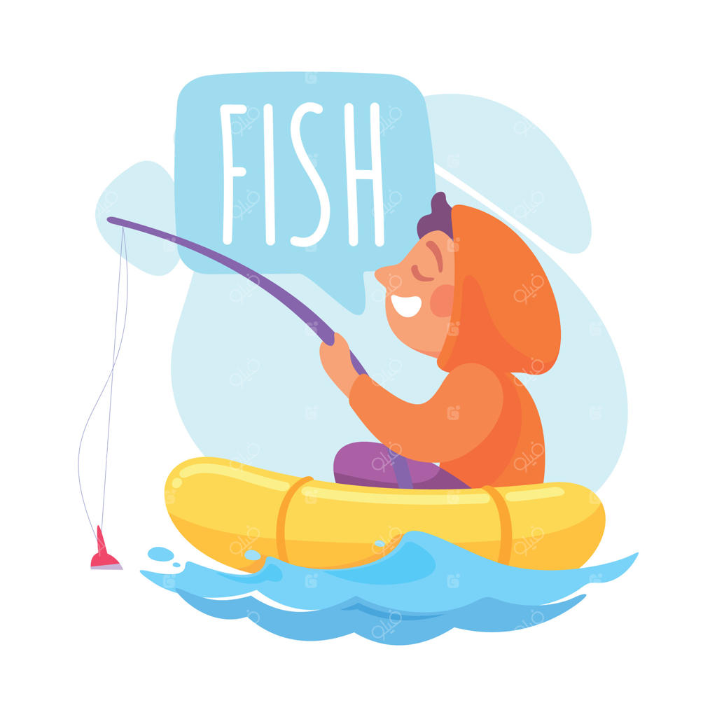 پسر ماهیگیری با قلاب: آموزش واژگان با تصویر و مثال برای کودکان