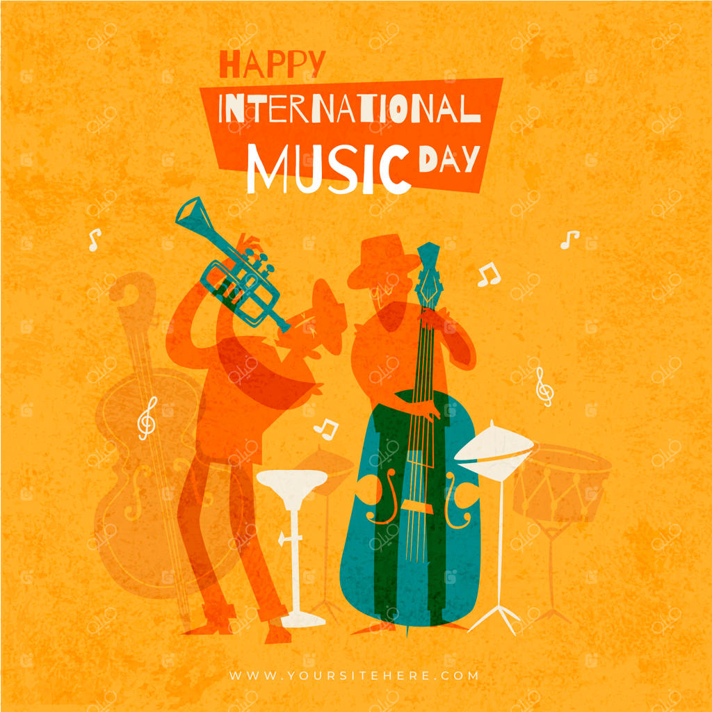 تصویرسازی مسطح برای جشن روز جهانی موسیقی
