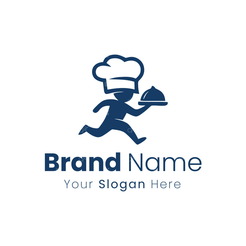 طراحی لوگوی سرآشپز تحویل‌دهنده با سینی غذا برای رستوران‌های فست‌فود