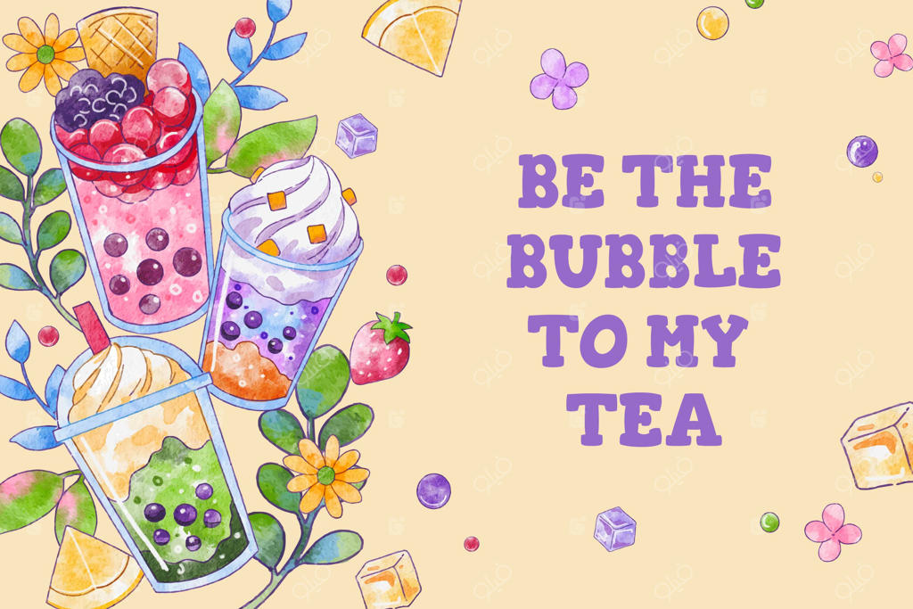 پس‌زمینه چای حباب‌دار با آبرنگ