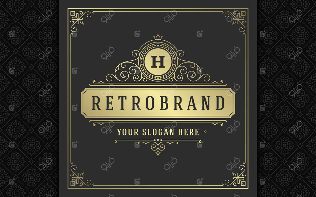 طراحی لوگوی کلاسیک با تزئینات شیک و سبک ویکتوریایی